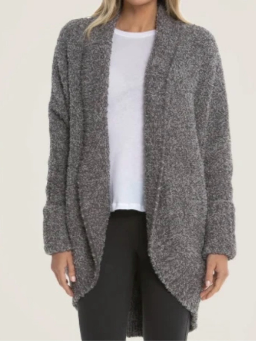 Barefoot Dreams Cozy Chic Open-Front Gray Women's Cardigan Sweater S/M